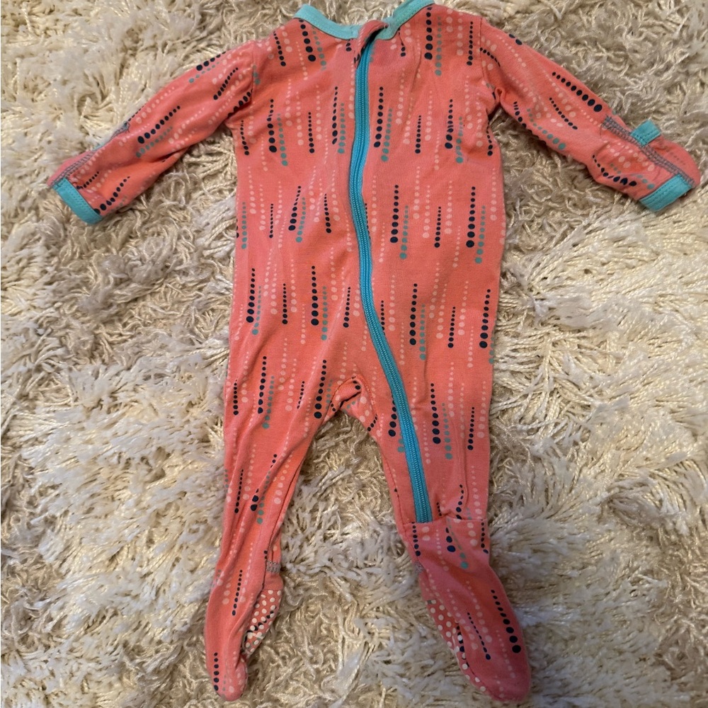 Kickee Pants Pink and Blue Footies with Soft Fabric and Easy Zipper